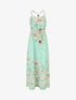 Robe longue imprimé floral à bretelles en corde - Vert d&
