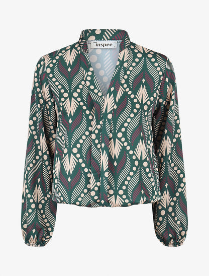 Blouse imprimé fantaisie - Vert - 5