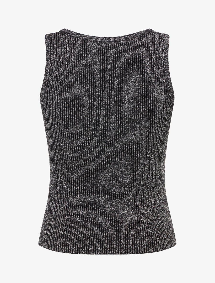 Crop top uni en maille irisé - Noir - 2