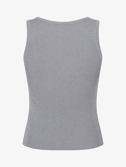 Crop top uni en maille irisé - Gris - 2