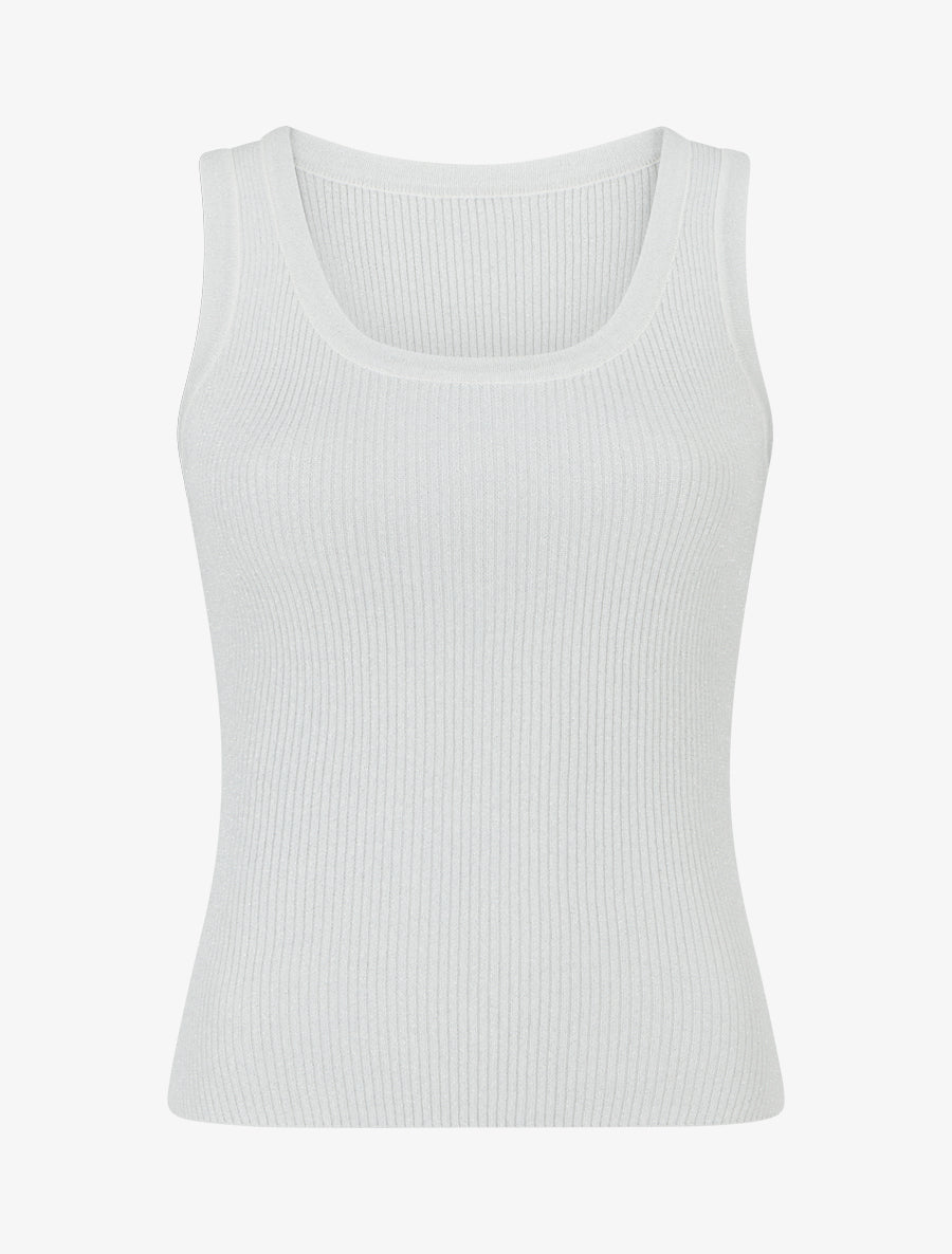 Crop top uni en maille irisé - Blanc - 1