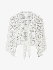 Boléro à manches kimono en crochet - Blanc - 1