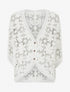Gilet mi-long en crochet fleuri - Blanc - 1