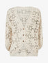 Gilet mi-long en crochet fleuri - Beige - 1