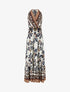 Robe longue élastiquée à nouer à la nuque - Marine - 1