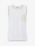 Top uni à poche brodée - Blanc - 1