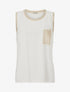 Top uni à poche brodée - Beige - 1