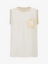 Top droit sans manches à fleur brodée - Beige - 1