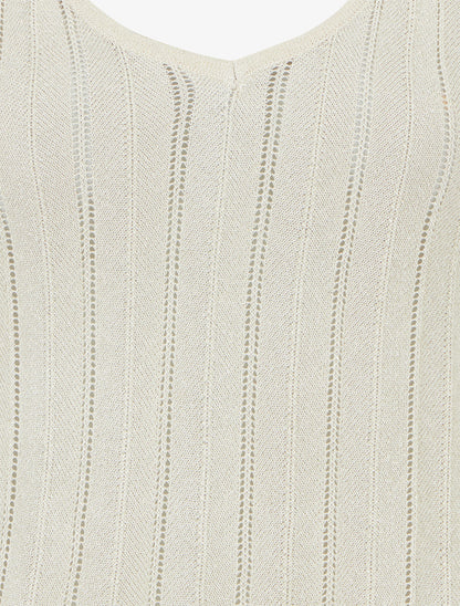 Débardeur en maille fine côtelée - Beige - 3