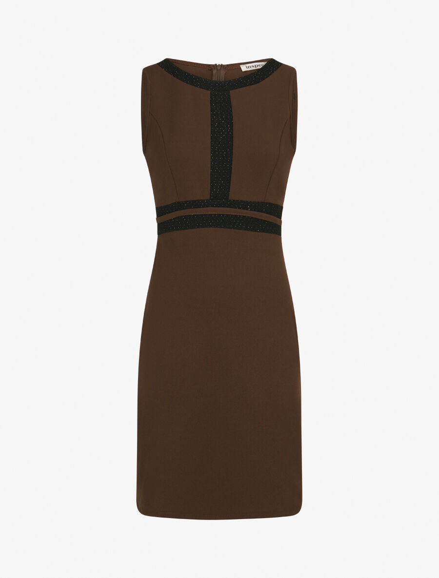 Robe moulante à bande tressée pailletée - Marron - 1