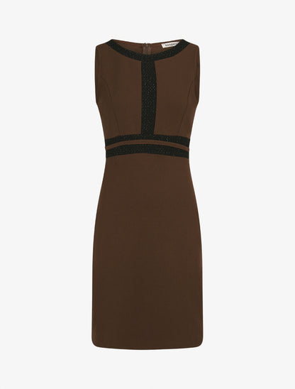 Robe moulante à bande tressée pailletée - Marron - 1