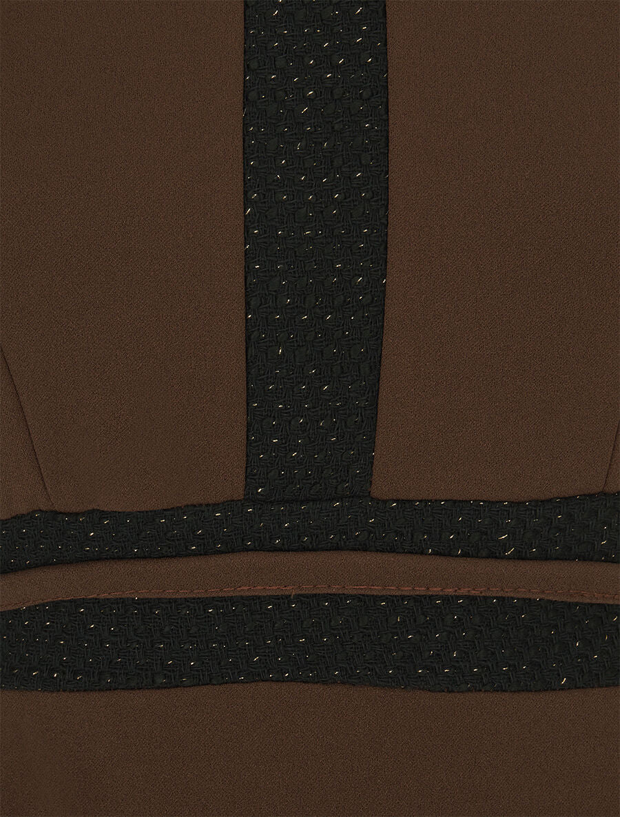 Robe moulante à bande tressée pailletée - Marron - 3
