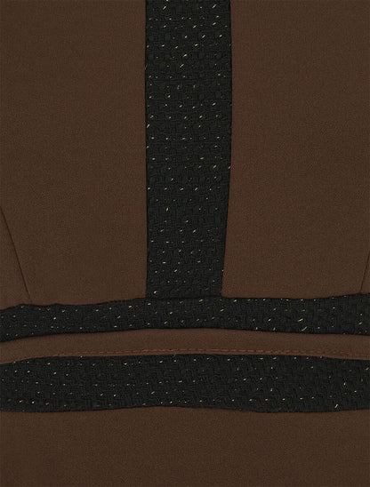 Robe moulante à bande tressée pailletée - Marron - 3