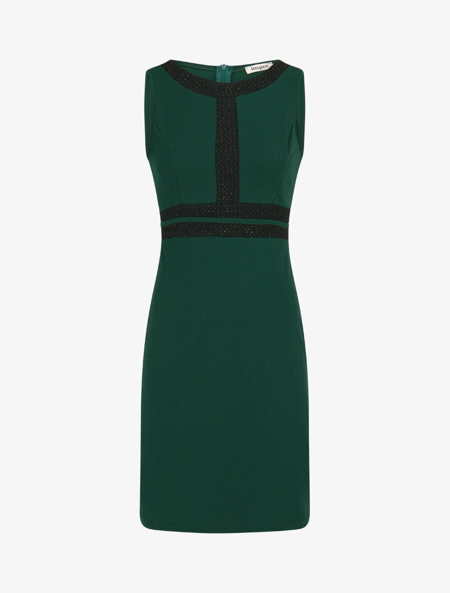 Robe moulante à bande tressée pailletée - Vert sapin - 4