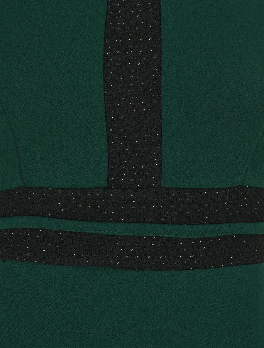 Robe moulante à bande tressée pailletée - Vert sapin - 3