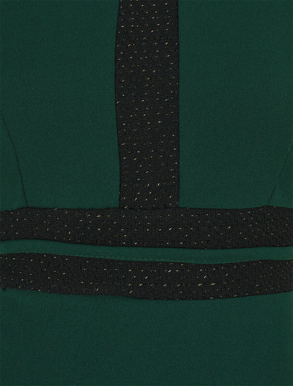 Robe moulante à bande tressée pailletée - Vert sapin - 3