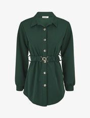 Chemise cintrée à ceinture élastique - Vert forêt - 1