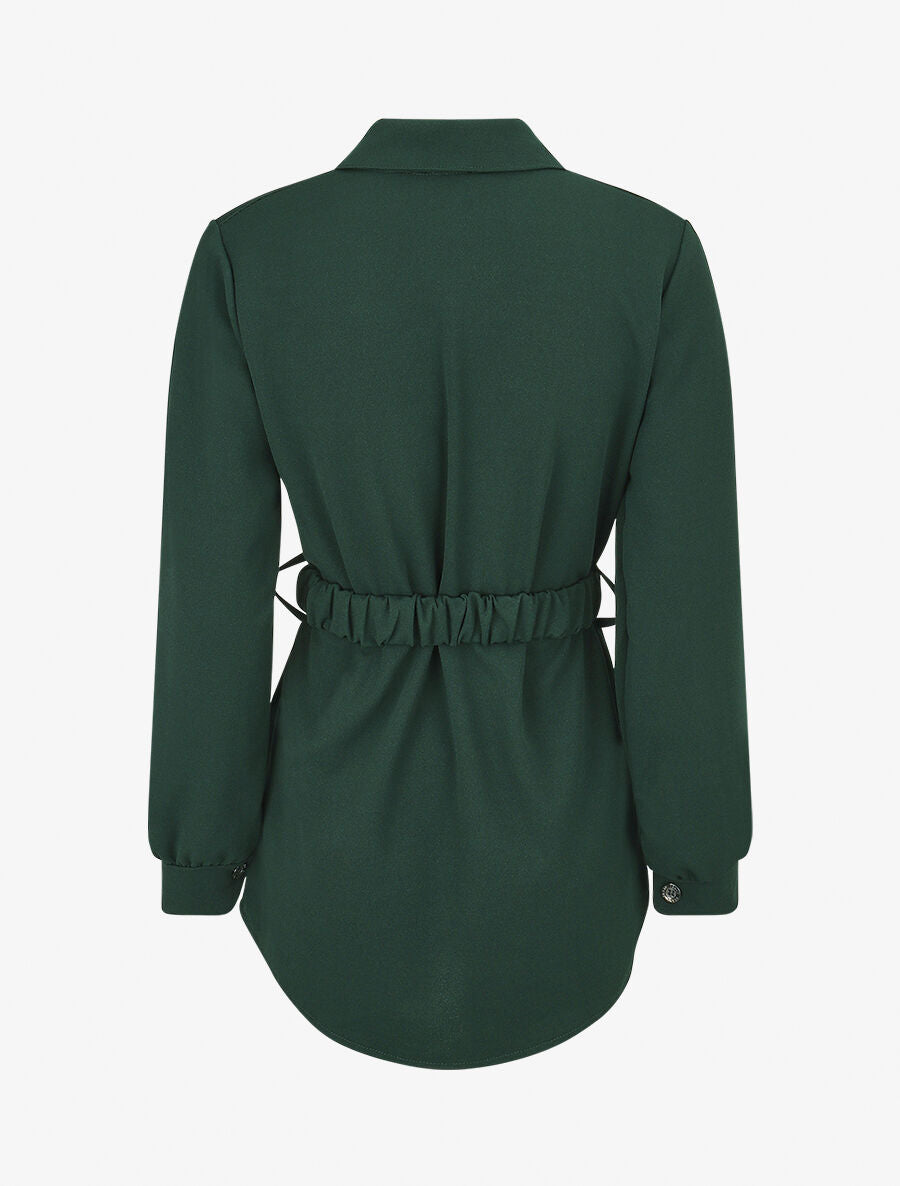 Chemise cintrée à ceinture élastique - Vert forêt - 2