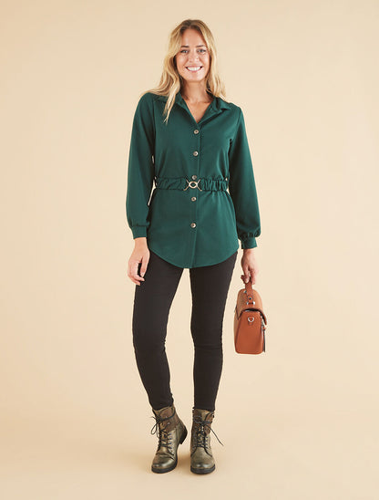 Chemise cintrée à ceinture élastique - Vert forêt - 4