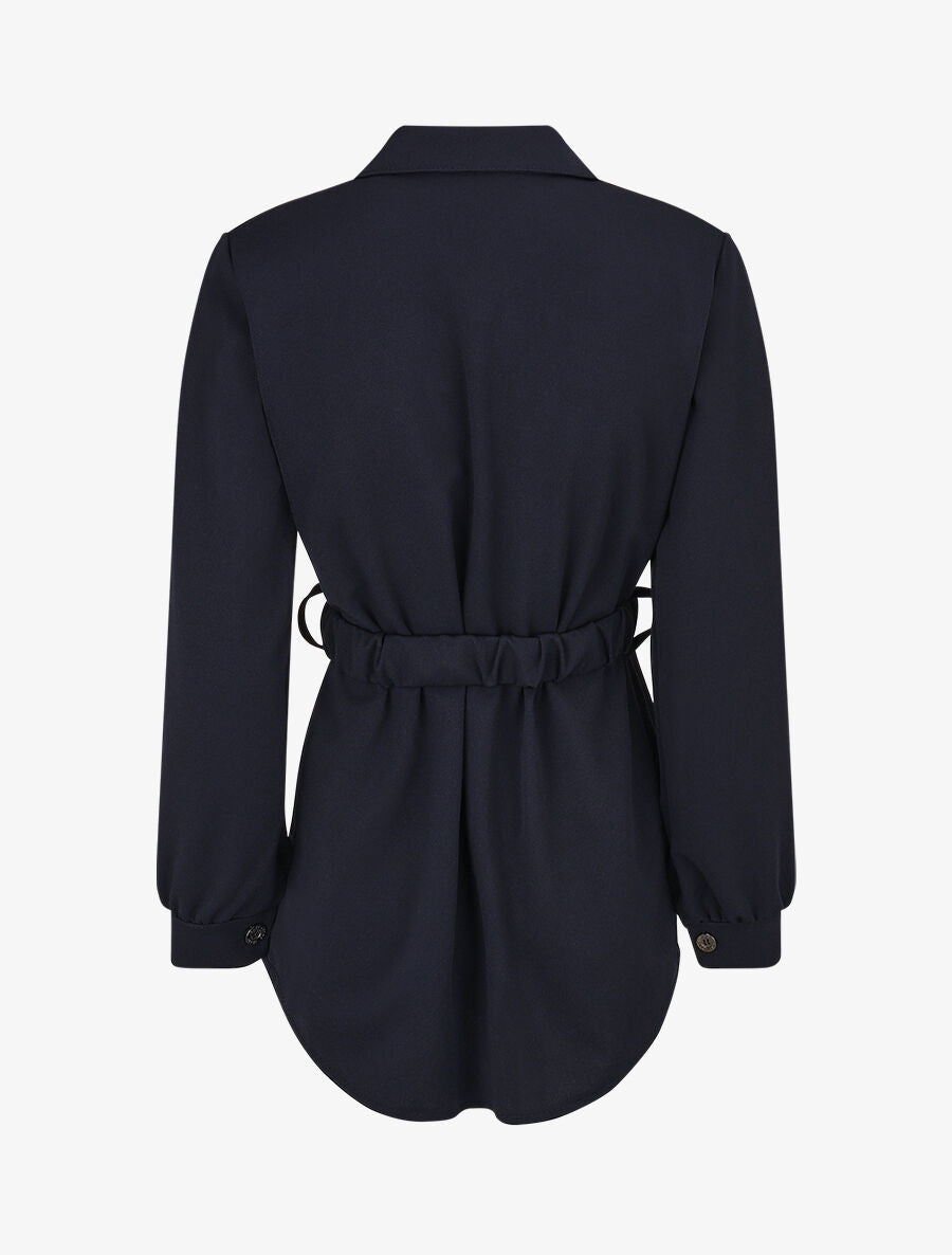 Chemise cintrée à ceinture élastique - Marine - 2
