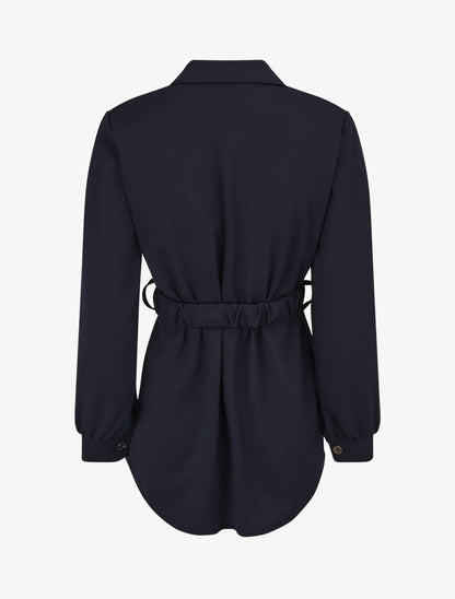 Chemise cintrée à ceinture élastique - Marine - 2