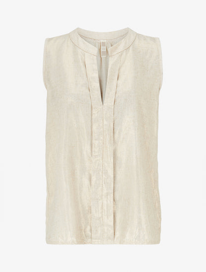 Top sans manches à rayures irisées - Beige - 1