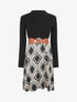 Robe évasée bi-matière imprimé fantaisie - Noir - 1