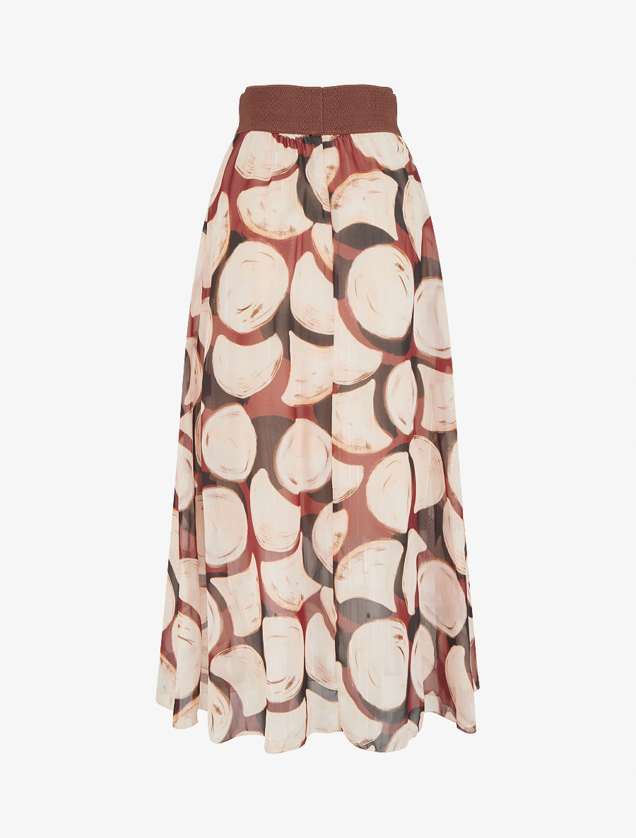 Jupe longue imprimé cercles fantaisies - Noir - 2