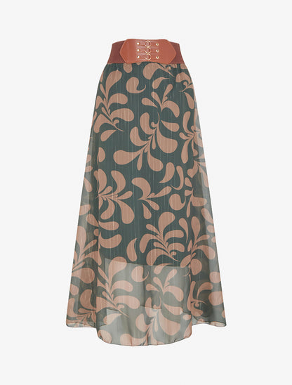 Jupe longue imprimé baroque - Vert - 1