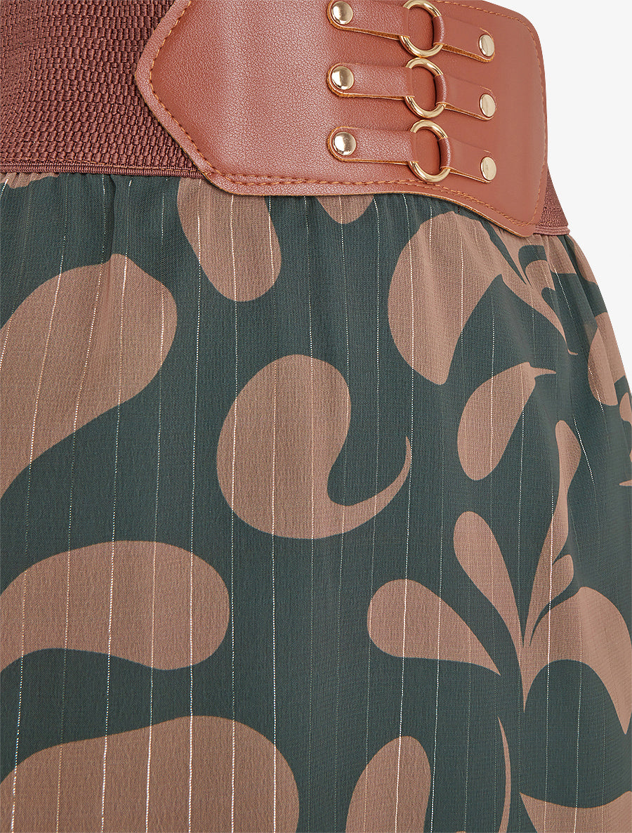 Jupe longue imprimé baroque - Vert - 3