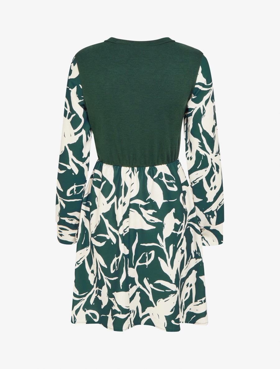 Robe mi-longue patineuse imprimé végétal - Vert foncé - 2