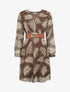 Robe mi-longue évasée imprimé feuilles tropicales - Marron - 1