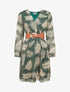 Robe mi-longue évasée imprimé feuilles tropicales - Vert - 1