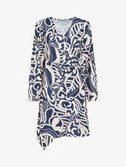 Robe portefeuille imprimé fantaisie - Marine - 1