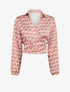 Crop-top cache-coeur satiné imprimé 70&