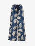 Pantalon ample et fluide imprimé feuilles - Bleu foncé - 1