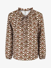 Blouse fluide à imprimé graphique - Camel - 4