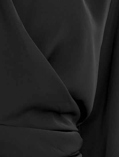 Crop-top cache-coeur uni et satiné - Noir - 3