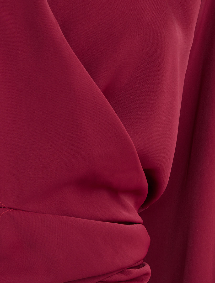 Crop-top cache-cœur à liens - Bordeaux