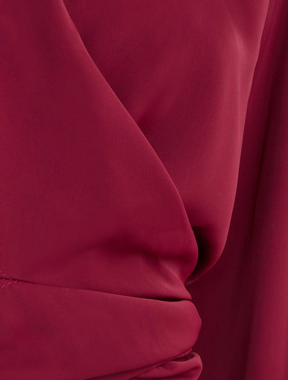 Crop-top cache-cœur à liens - Bordeaux