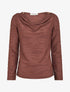 Top texturé à col bénitier et bijou - Marron - 1