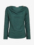 Top texturé à col bénitier et bijou - Vert foncé - 1