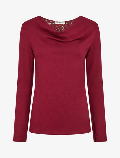 Pull col bénitier détail crochet dos - Bordeaux