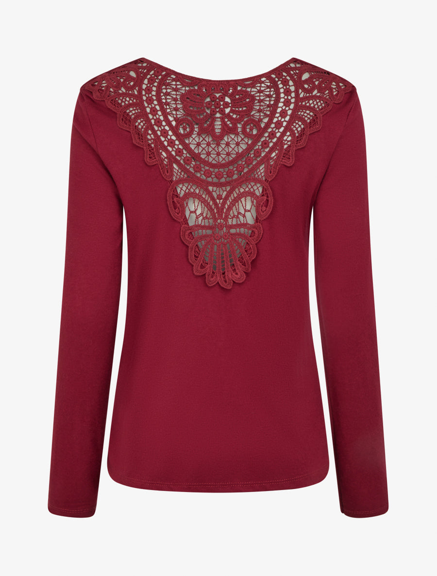 Pull col bénitier détail crochet dos - Bordeaux