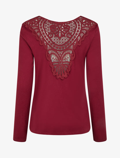 Pull col bénitier détail crochet dos - Bordeaux