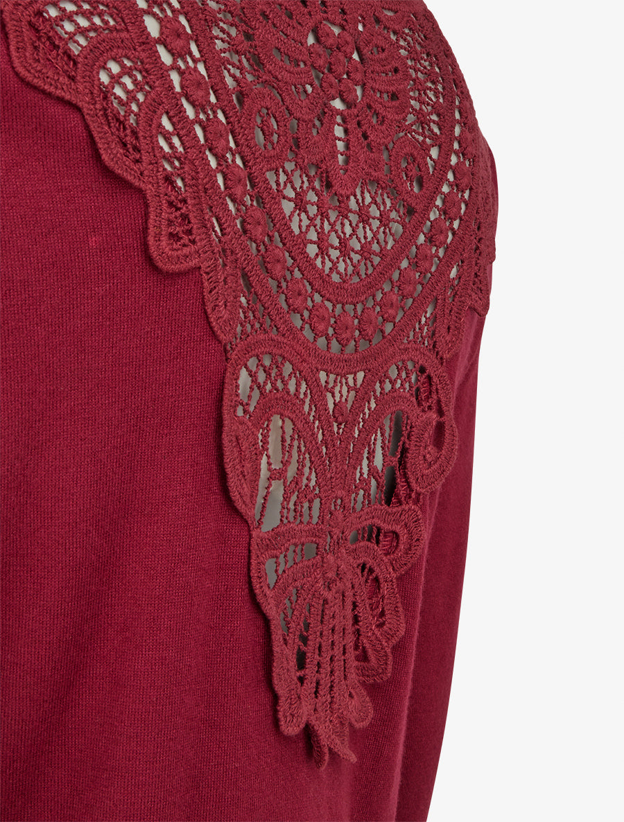 Pull col bénitier détail crochet dos - Bordeaux