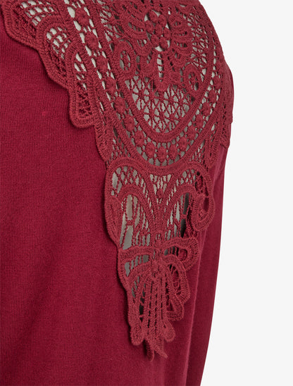 Pull col bénitier détail crochet dos - Bordeaux