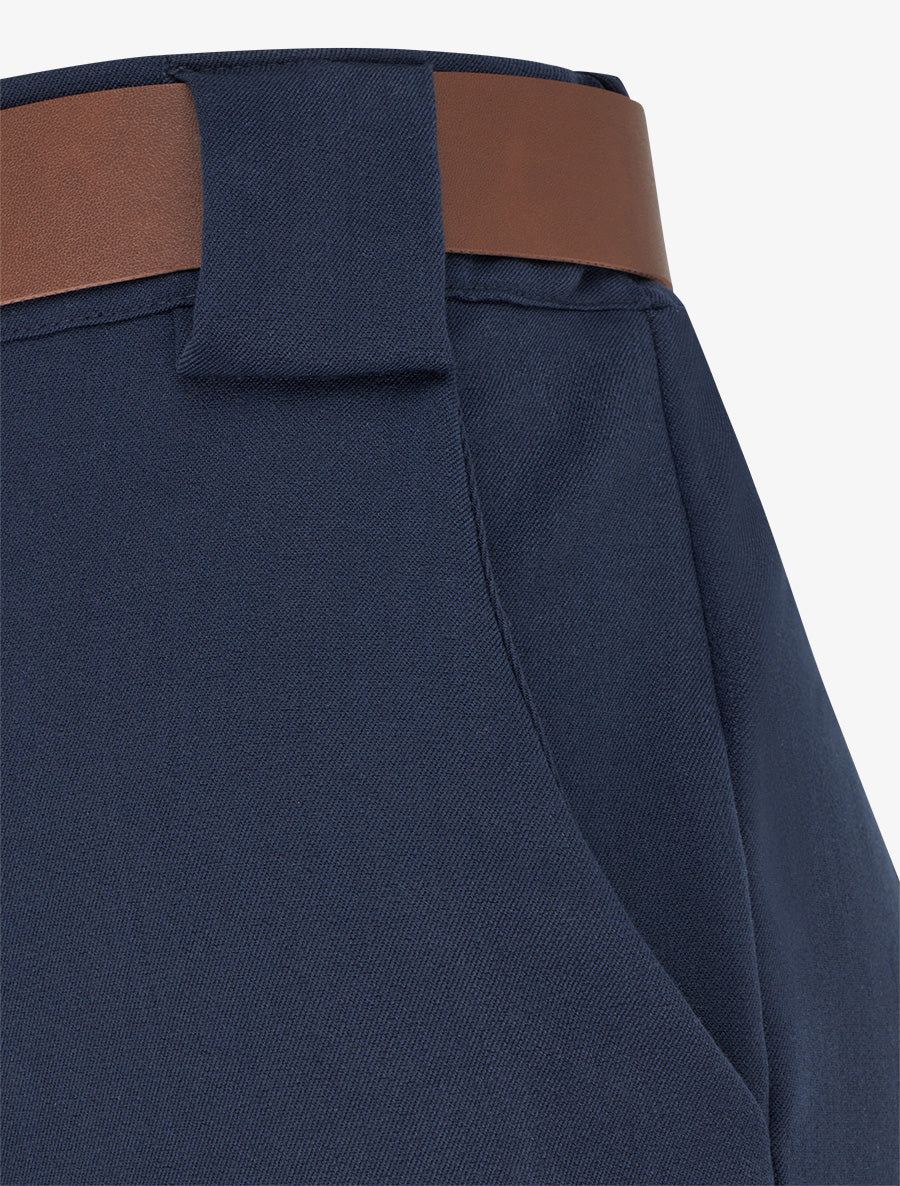 Pantalon droit uni taille haute - Marine - 3