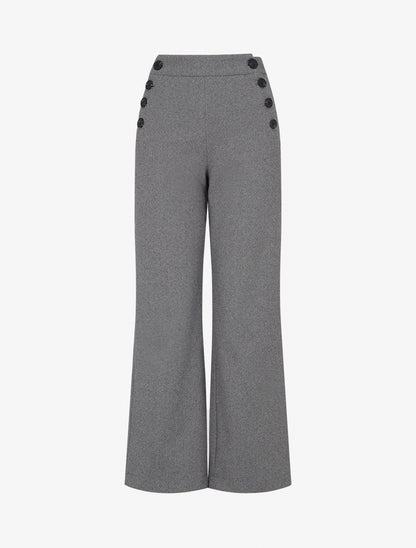 Pantalon droit taille haute chevron - Gris