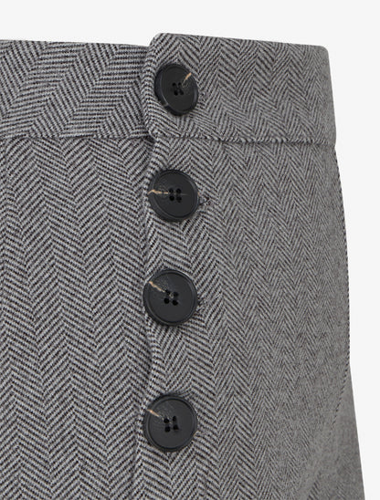 Pantalon droit taille haute chevron - Gris